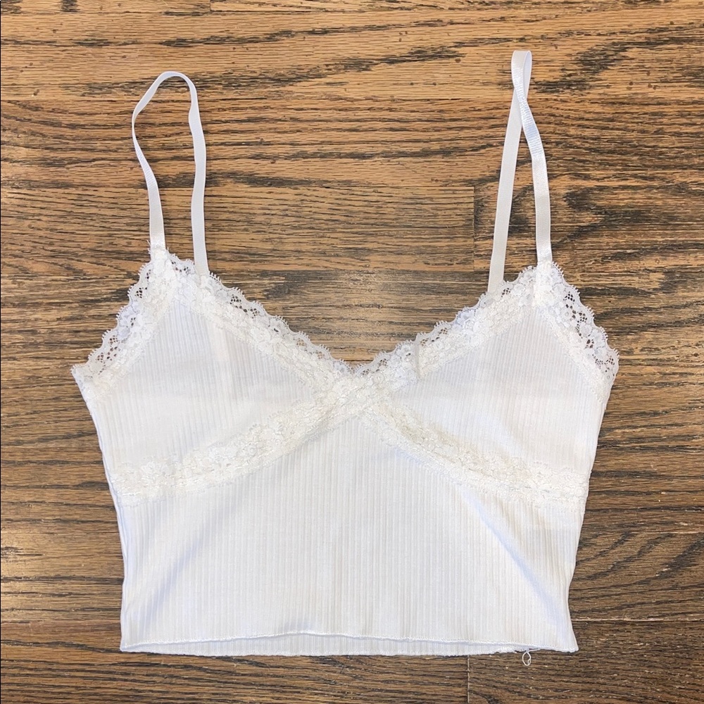 SHEIN Ivory Lace-Accented Camisole